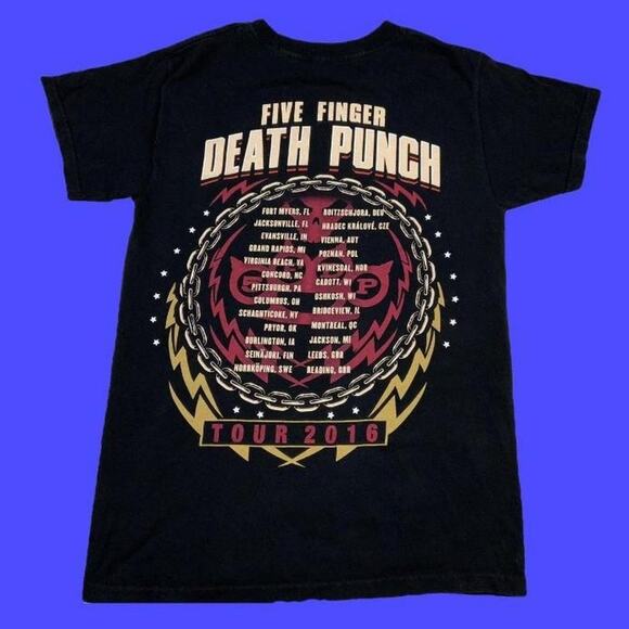 2016 FIVE FINGER DEATH PUNCH TOUR BAND TSHIRT METAL ROCK - Picture 2 of 4
